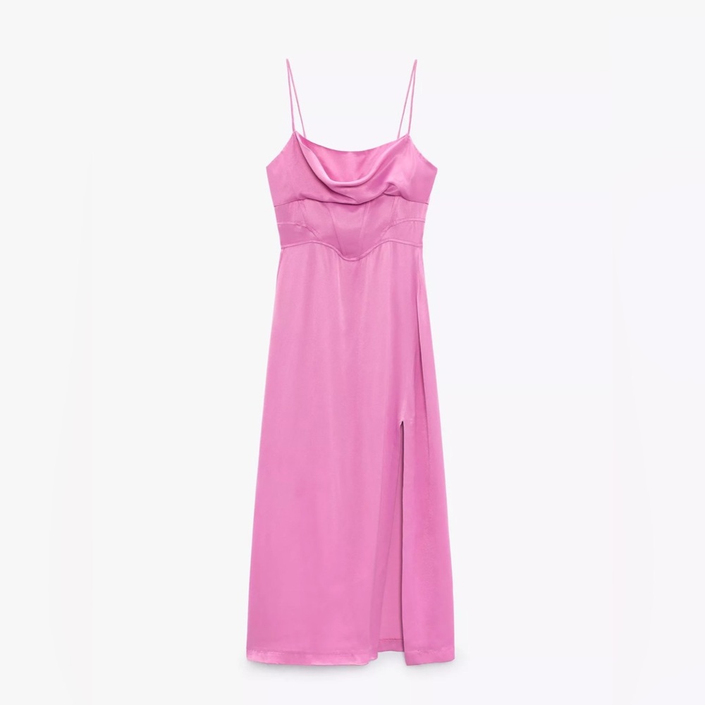 Zara Pink Midi Dress with Cowl Neckline